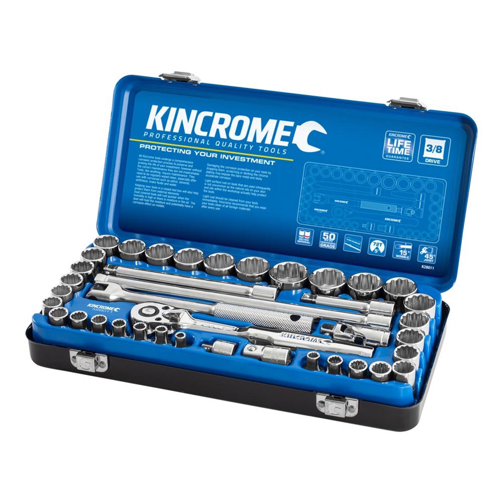 Kincrome Socket Set 3/8" Drv Metric/Imp 39 Pce