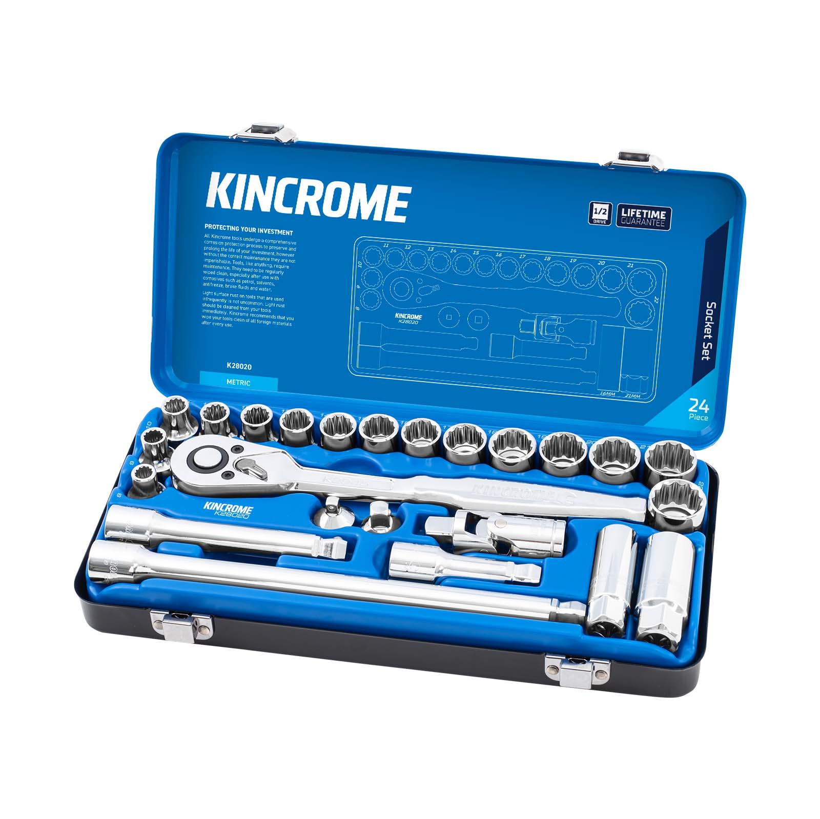 Kincrome Socket Set 1/2" Drive Metric 24 Piece