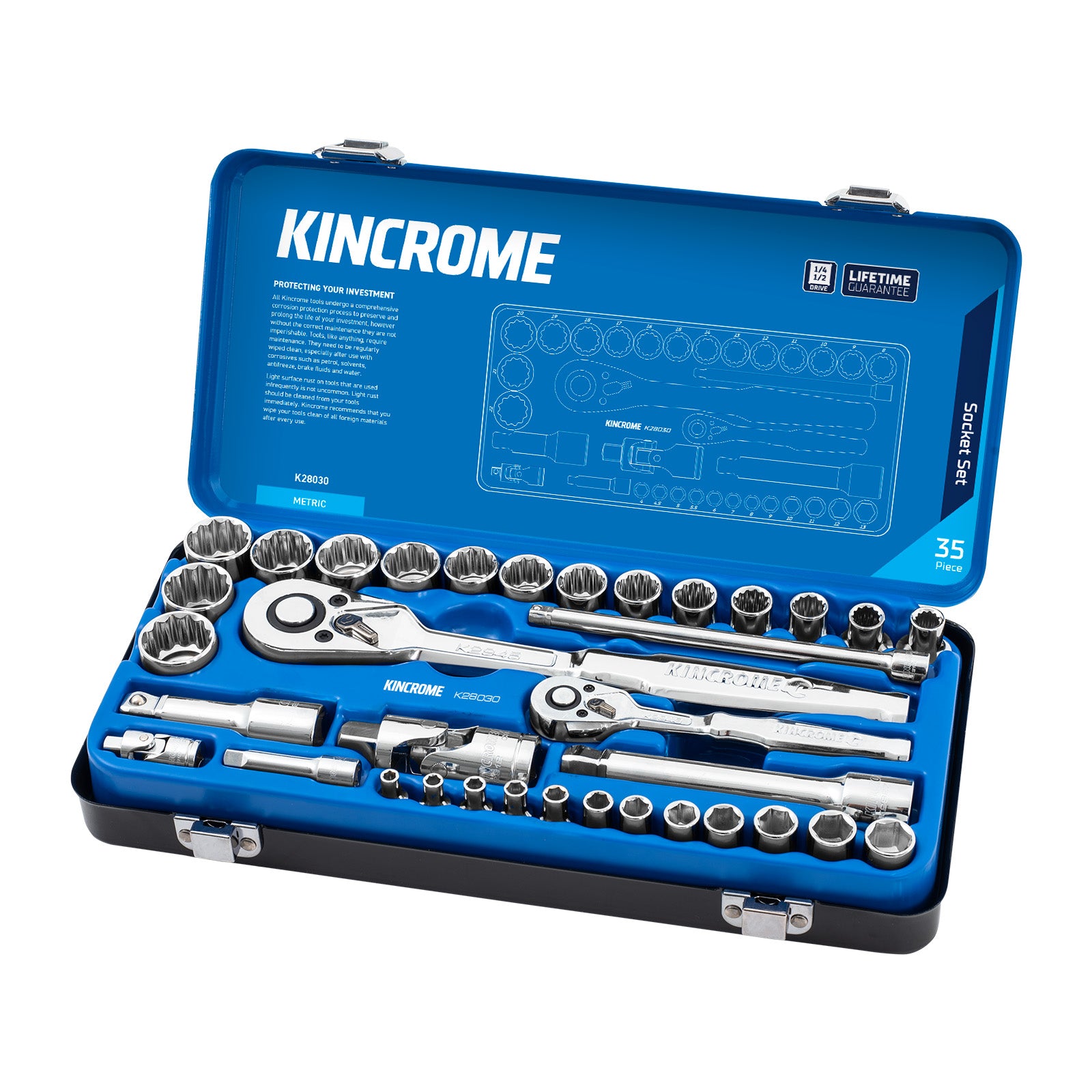 Kincrome Socket Set 1/4 + 1/2 Drv Metric 35 Piece