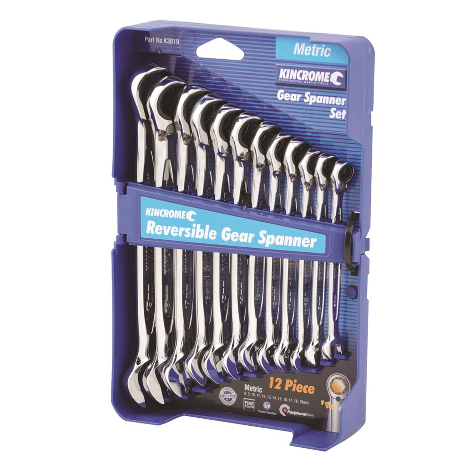 Kincrome Gear Spanner Reversible Metric 12 Piece
