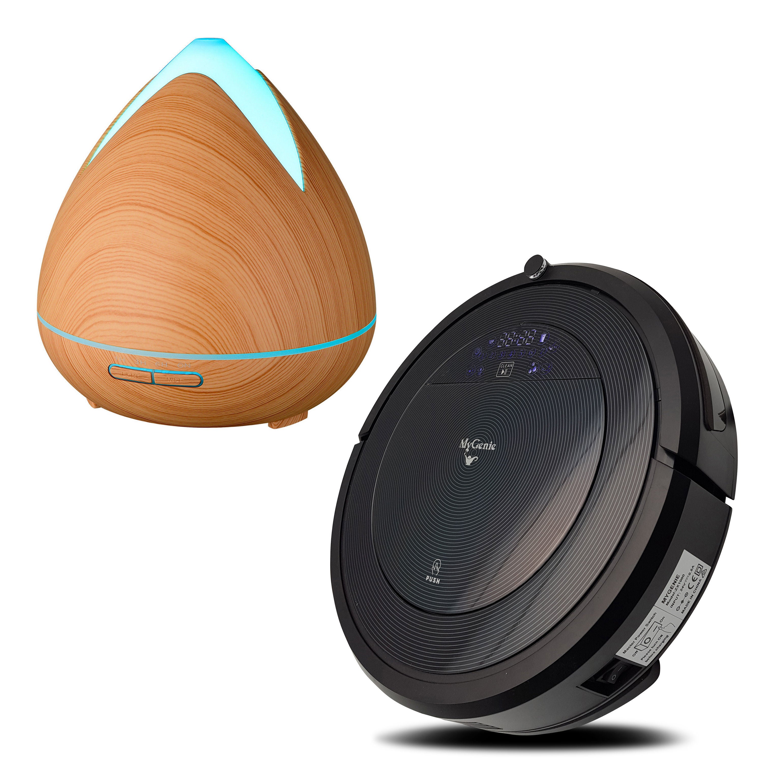 MyGenie ZX1000 Robotic Vacuum Cleaner with Bonus Aroma Diffuser with 3 Oils / One Size - Light Wood