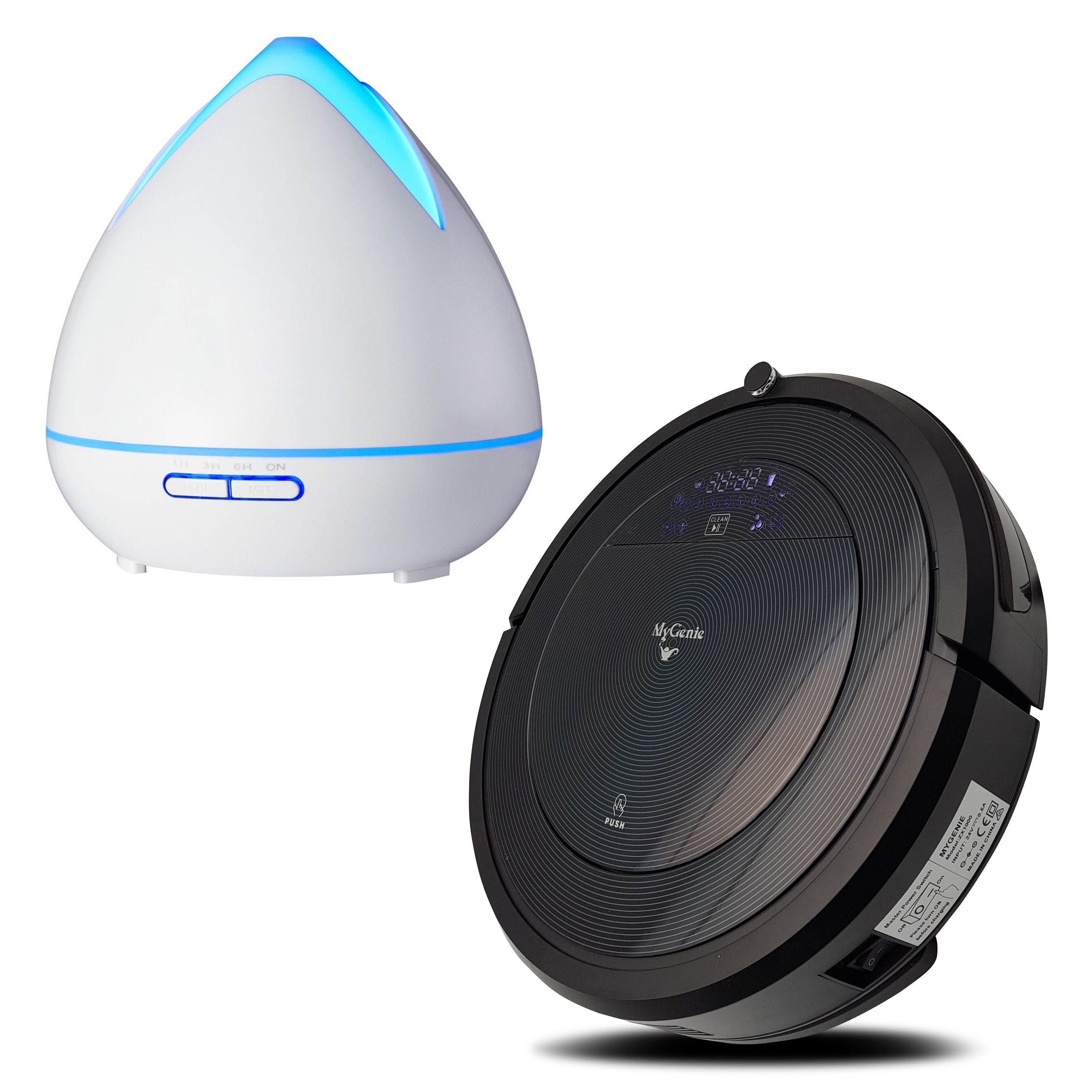 MyGenie ZX1000 Robotic Vacuum Cleaner with Bonus Aroma Diffuser with 3 Oils / One Size - White