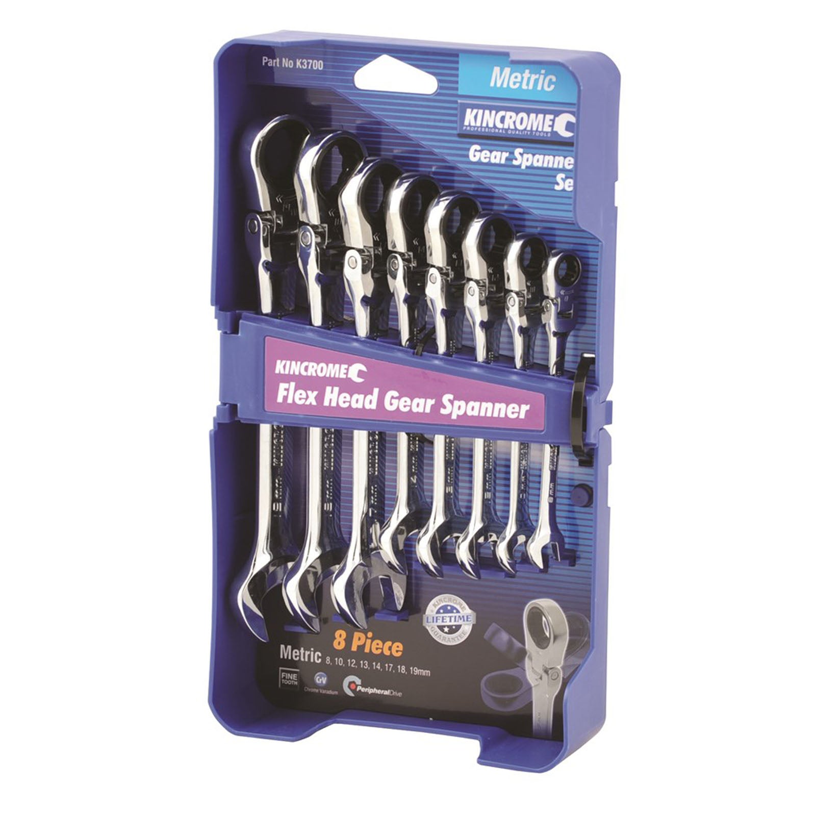 Kincrome Gear Spanner Flex Head Metric 8 Piece