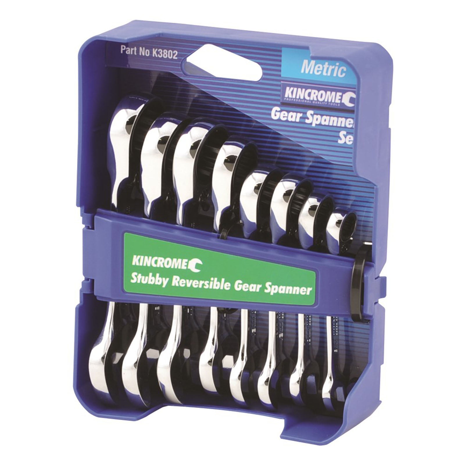 Kincrome Gear Spanner Reversible Stubby Mtc 8 Pce