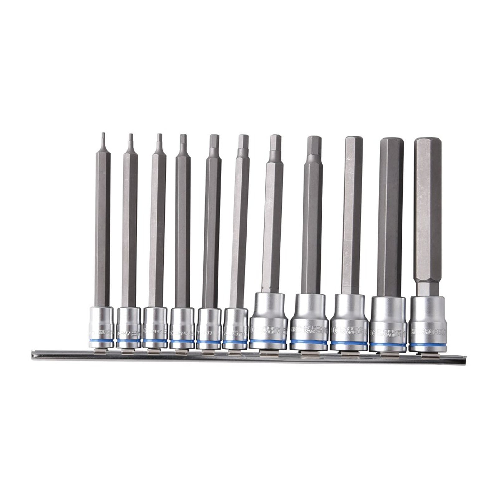 Kincrome Hex Socket Set Hex Metric 1/4"+3/8" 11 Pi
