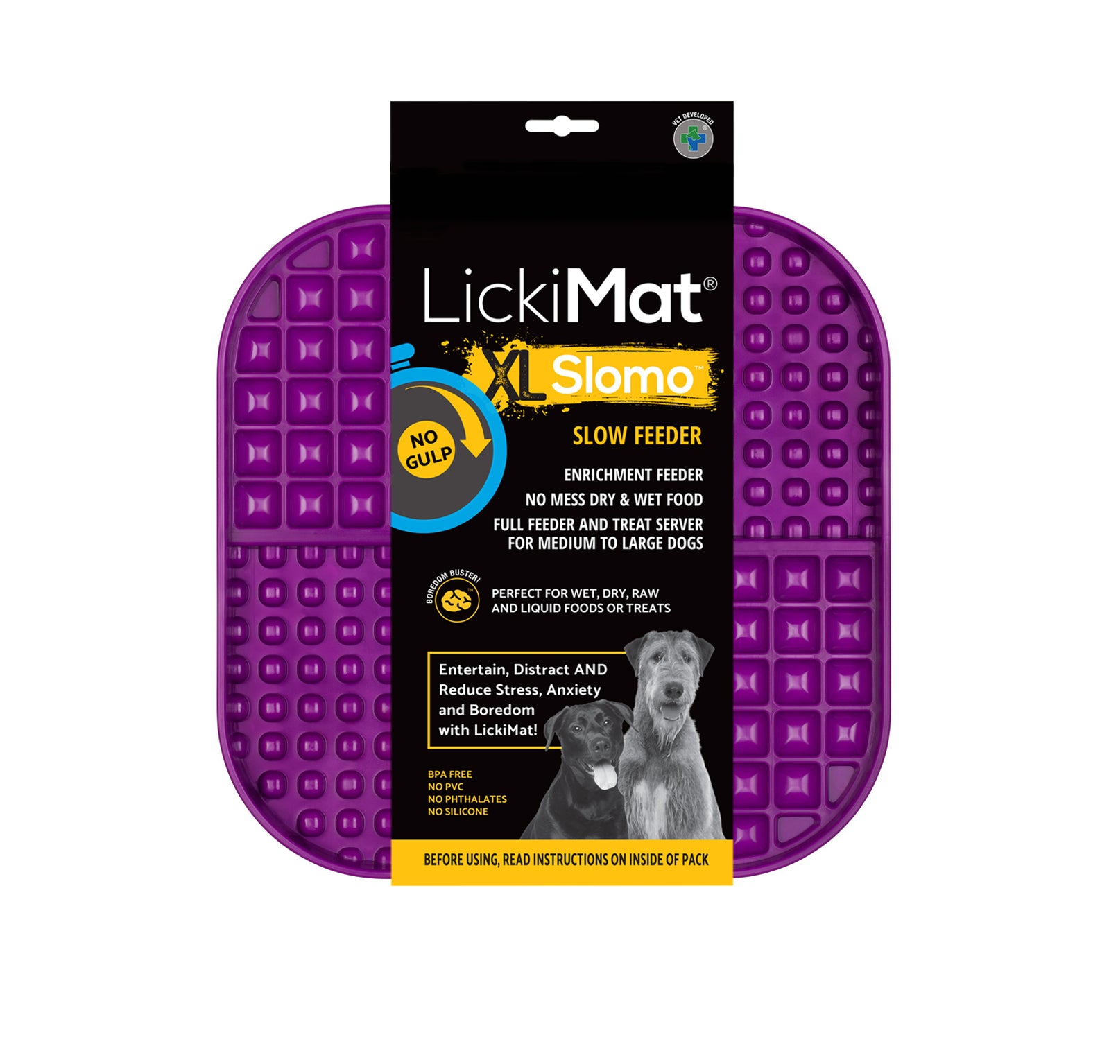 LickiMat Slomo Wet & Dry Double Slow Food Dog Bowl - X-Large Purple