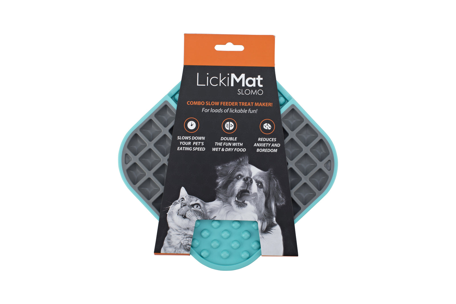 LickiMat Slomo Wet & Dry Double Slow Food Dog Bowl - Blue