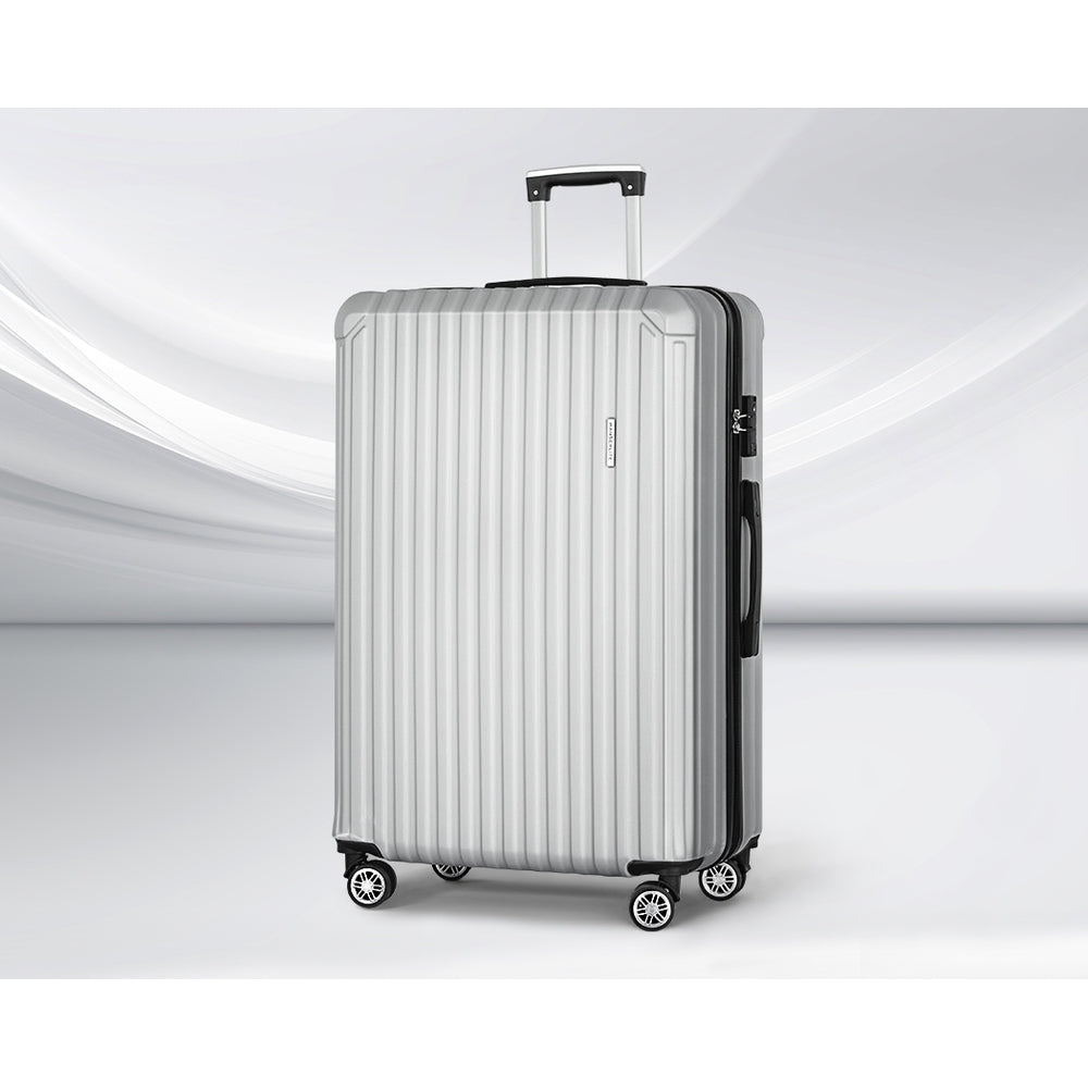Wanderlite 28-inch Luggage Set with TSA Lock�ABS Hard Shell Travel Suitcase Organiser Luggage Case Light Grey