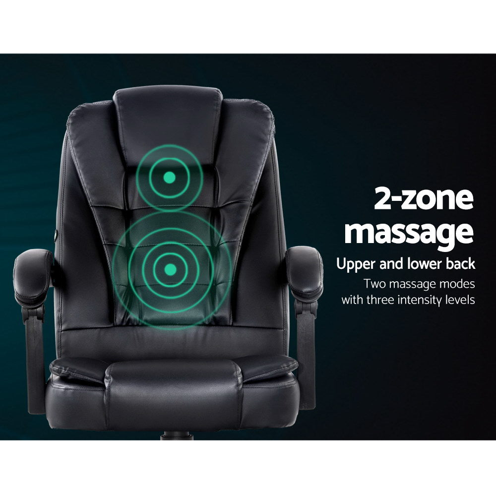 Artiss Massage Office Chair Executive Computer Gaming Chairs Black PU Leather