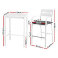 Gardeon Outdoor Bar Set Stools 3-Piece Dining Chairs Table Patio Aluminium Bistro Set
