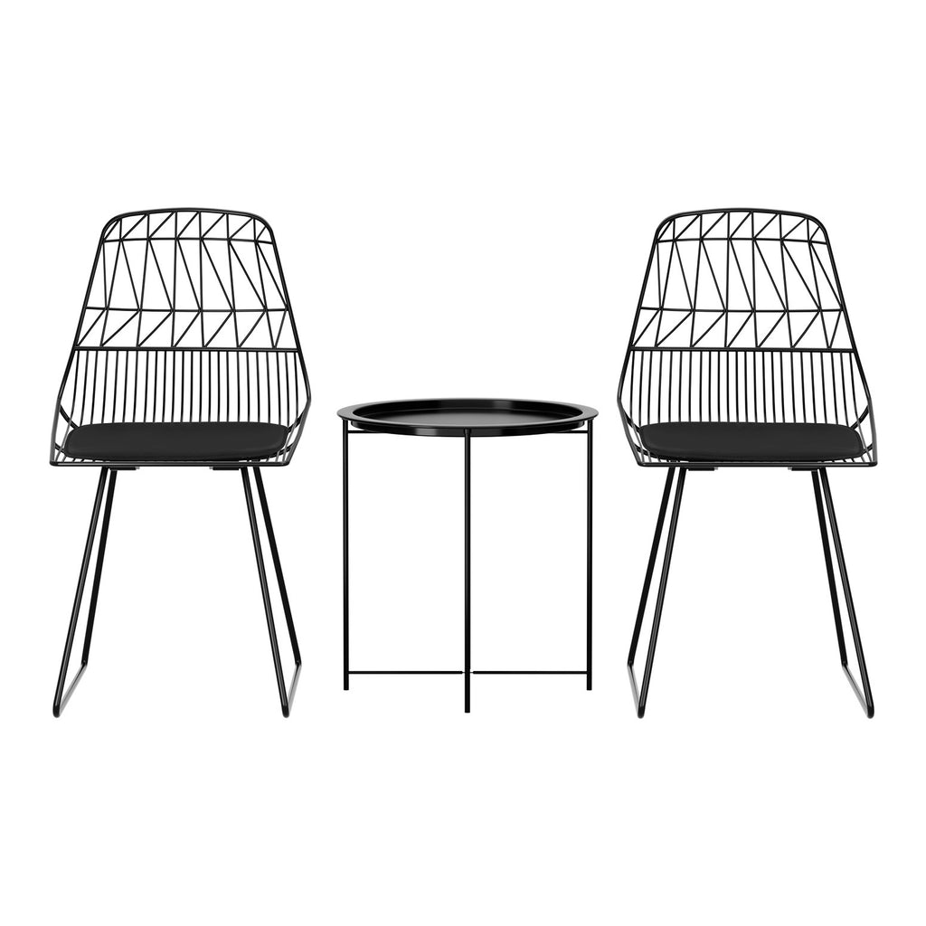 Gardeon 3PC Outdoor Bistro Set Patio Furniture Lounge Chairs Table Garden