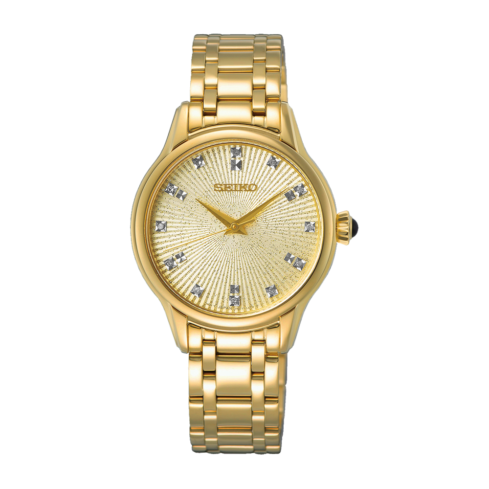 Seiko Caprice Diamond Series Ladies Sparkling Gold Dress Watch