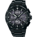 Seiko Astron Men's GPS Solar New 5X Dual-Time Chronograph Black Watch