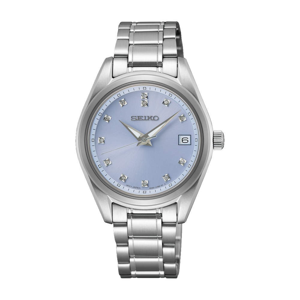 Seiko Essential Time Ladies Quartz Blue Diamond Watch
