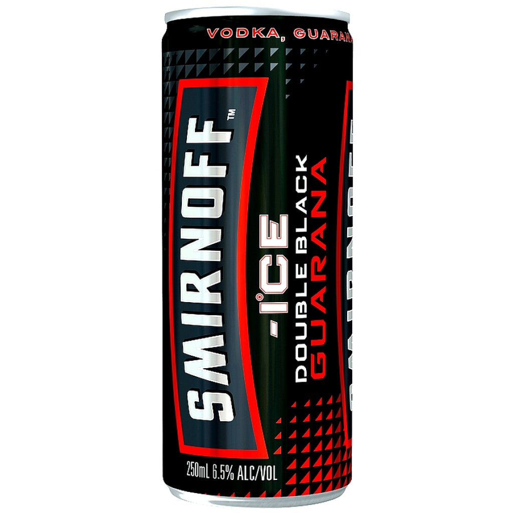 Smirnoff Double Black Guarana Vodka Can 250 ml x 24 Pack