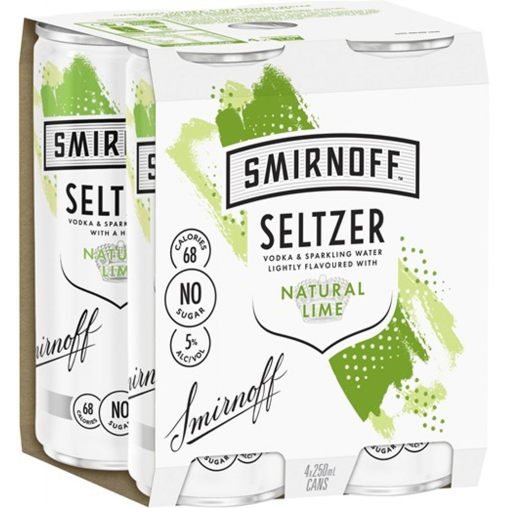 Smirnoff Lime Seltzer Cans 250 ml x 24 Pack