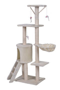 YES4PETS 138cm Cat Scratching Post Tree Post House Tower with Ladder-Beige