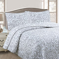 Jane Barrington Grey & White Lightly Quilted Jacquard Reversible Coverlet Set Queen