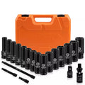 19Pc Deep Socket Set Impact 1/2" Drive Extension Bars Flexible Adapter 10-24mm