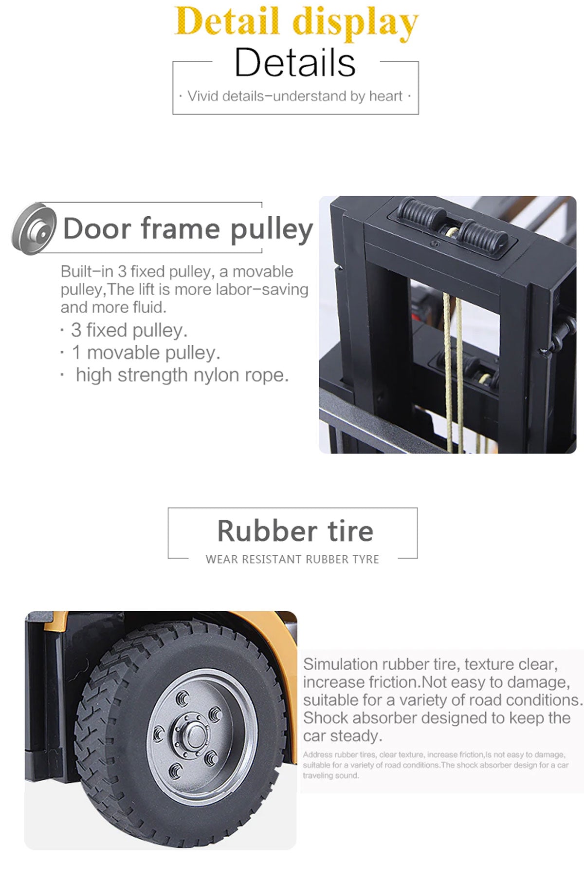 Huina 1/10 RC ForkLift Industrial Construction Engineering Vehicle Toy Trailer