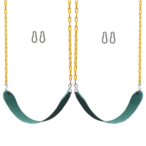 2 Pack Swings Seats Heavy Duty 66" Chain Plastic Coated Playground Swing