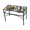 Dual Elevated Raised Pet Dog Puppy Feeder Bowl Stainless Steel Food Water Stand