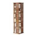 360 Rotating Bookshelf Bamboo Storage Display Rack Shelving in Dark Wood