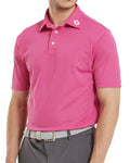 Footjoy Mens Stretch Pique Solid Polo With Gingham Trim - Large - Pink