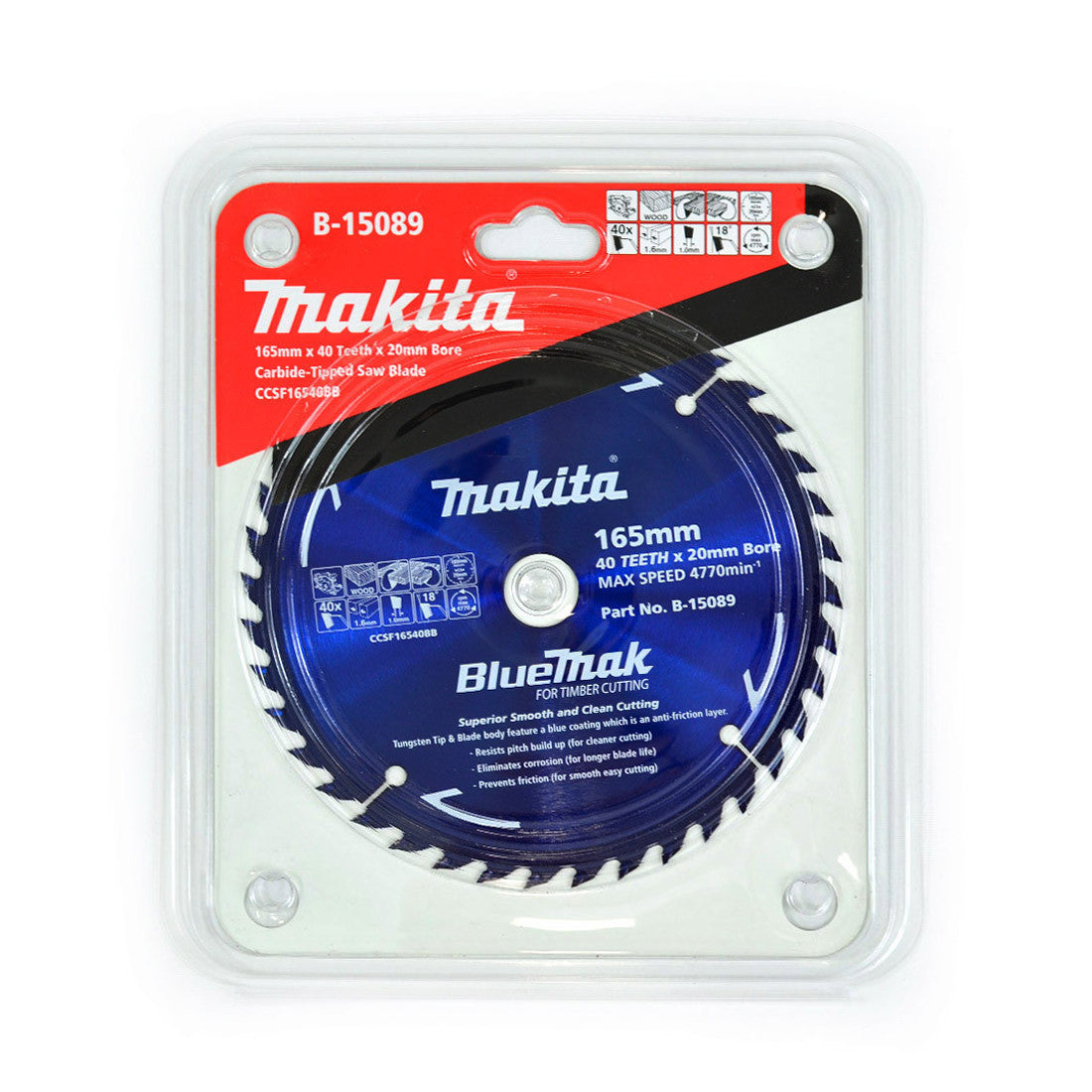 Makita BlueMak Saw Blade Wood TCT Wood 40T 165mm