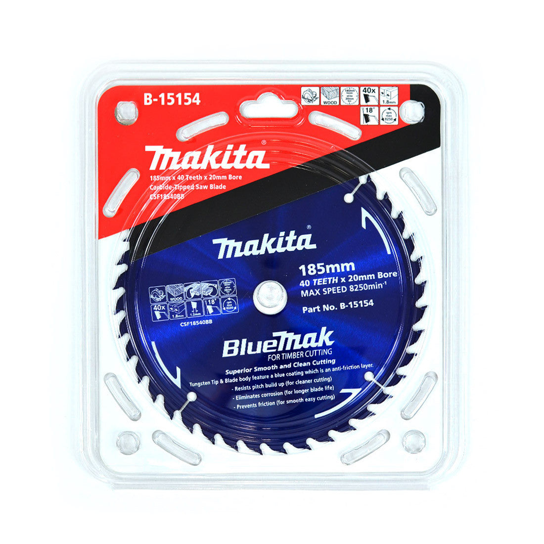 Makita BlueMak Saw Blade TCT Wood 40T 185mm