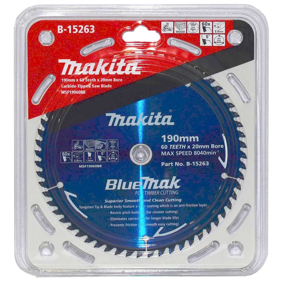 Makita BlueMak Saw Blade Wood TCT Wood 60T 190mm