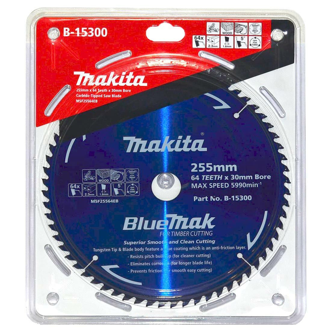 Makita BlueMak Saw Blade TCT 64T 30mm Bore 255mm