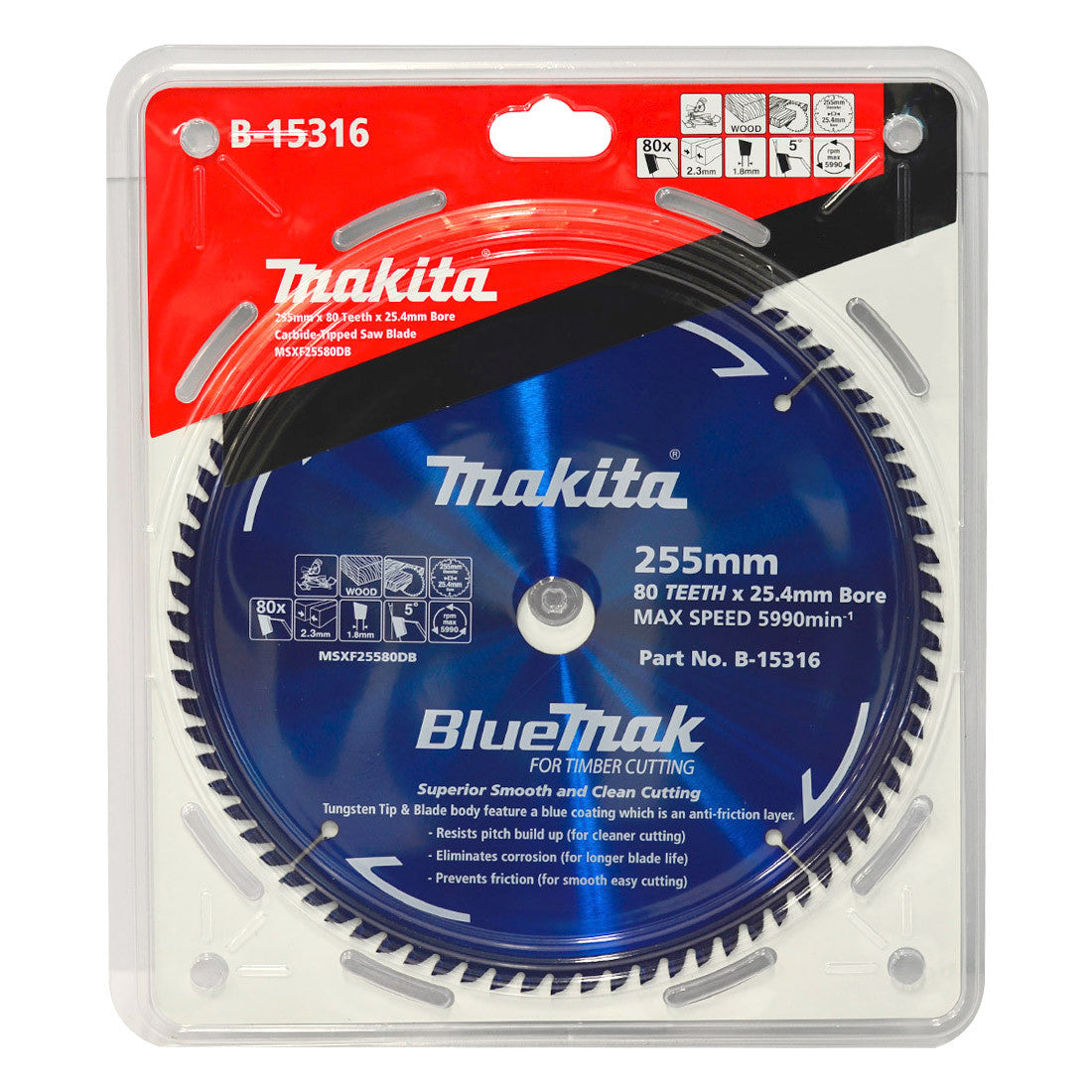 Makita BlueMak Saw Blade TCT 80T 25.4mm Bore 255mm