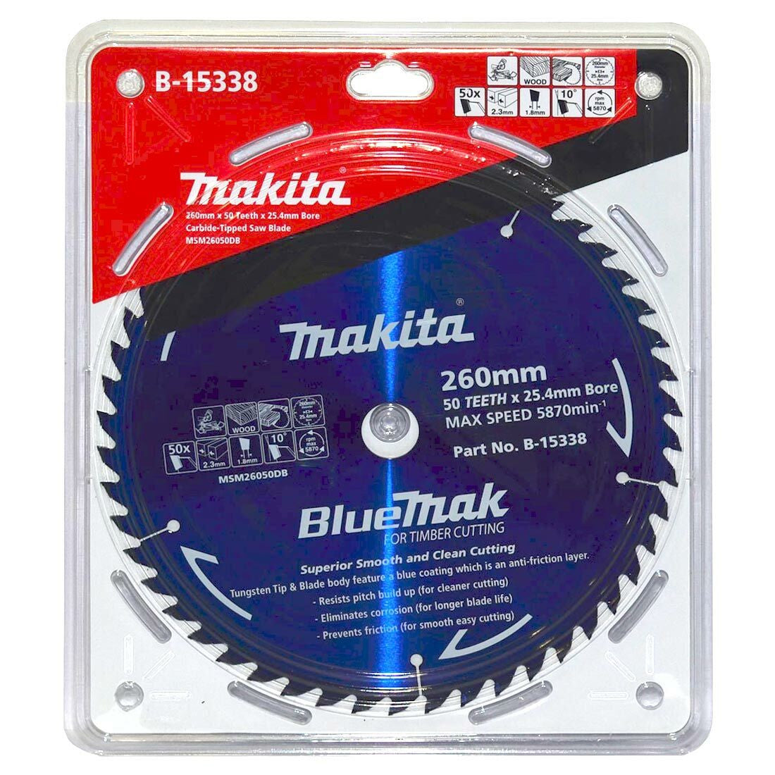 Makita BlueMak Saw Blade TCT Wood 50T 260mm