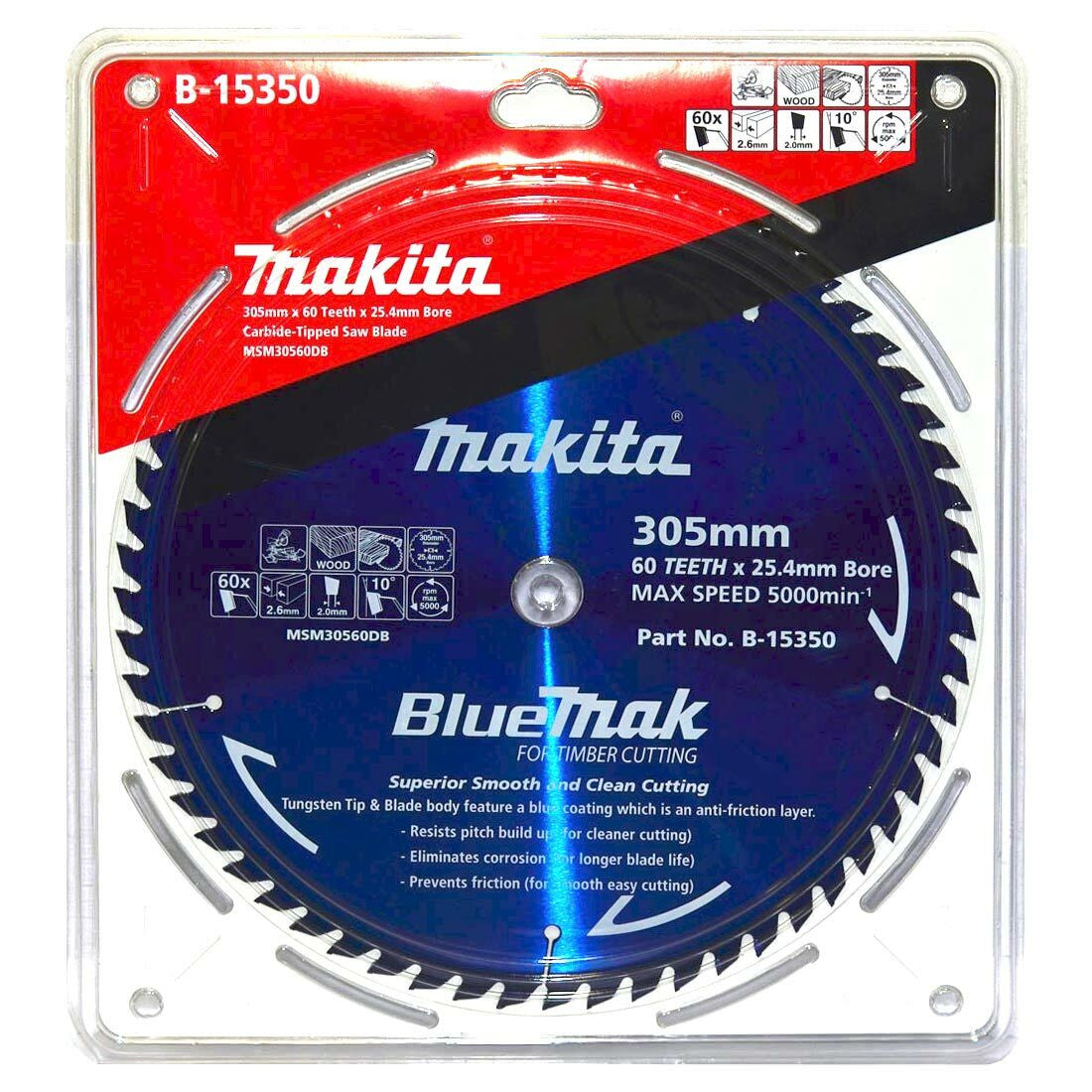 Makita BlueMak Saw Blade Wood TCT Wood 60T 305mm