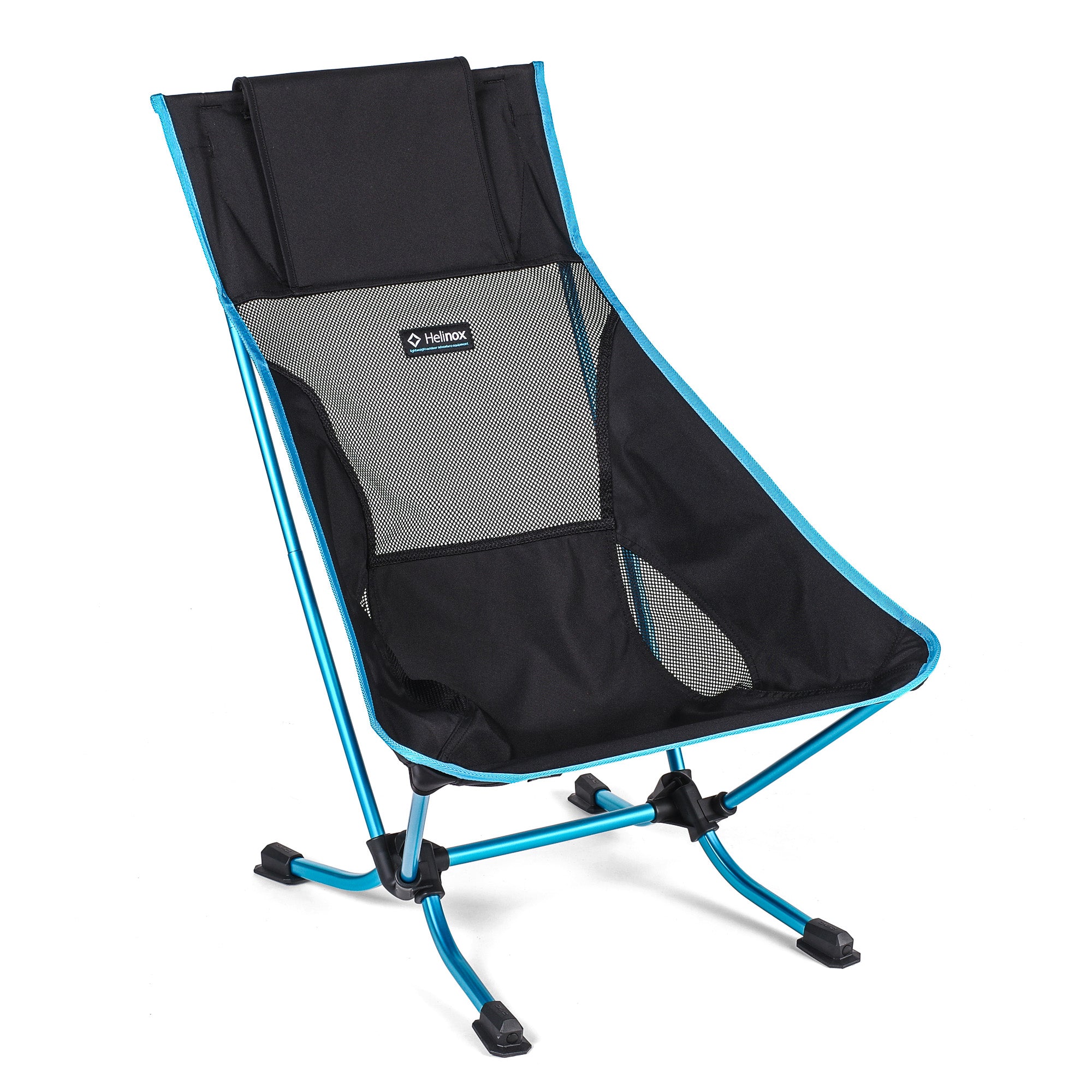Helinox Beach Chair - Black with Cyan Blue Frame