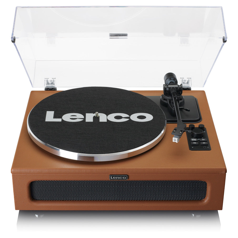 Lenco Leather Turntable with 4 Built-in Bluetooth Speakers 50W - Brown