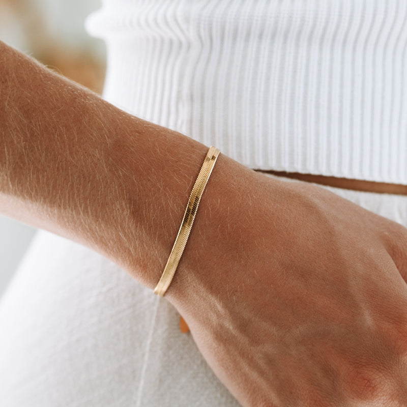 "Kauai" Herringbone Bracelet - Gold Colour