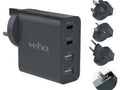 Veho TA-45 Multi region 4 port universal USB charger plug adapter