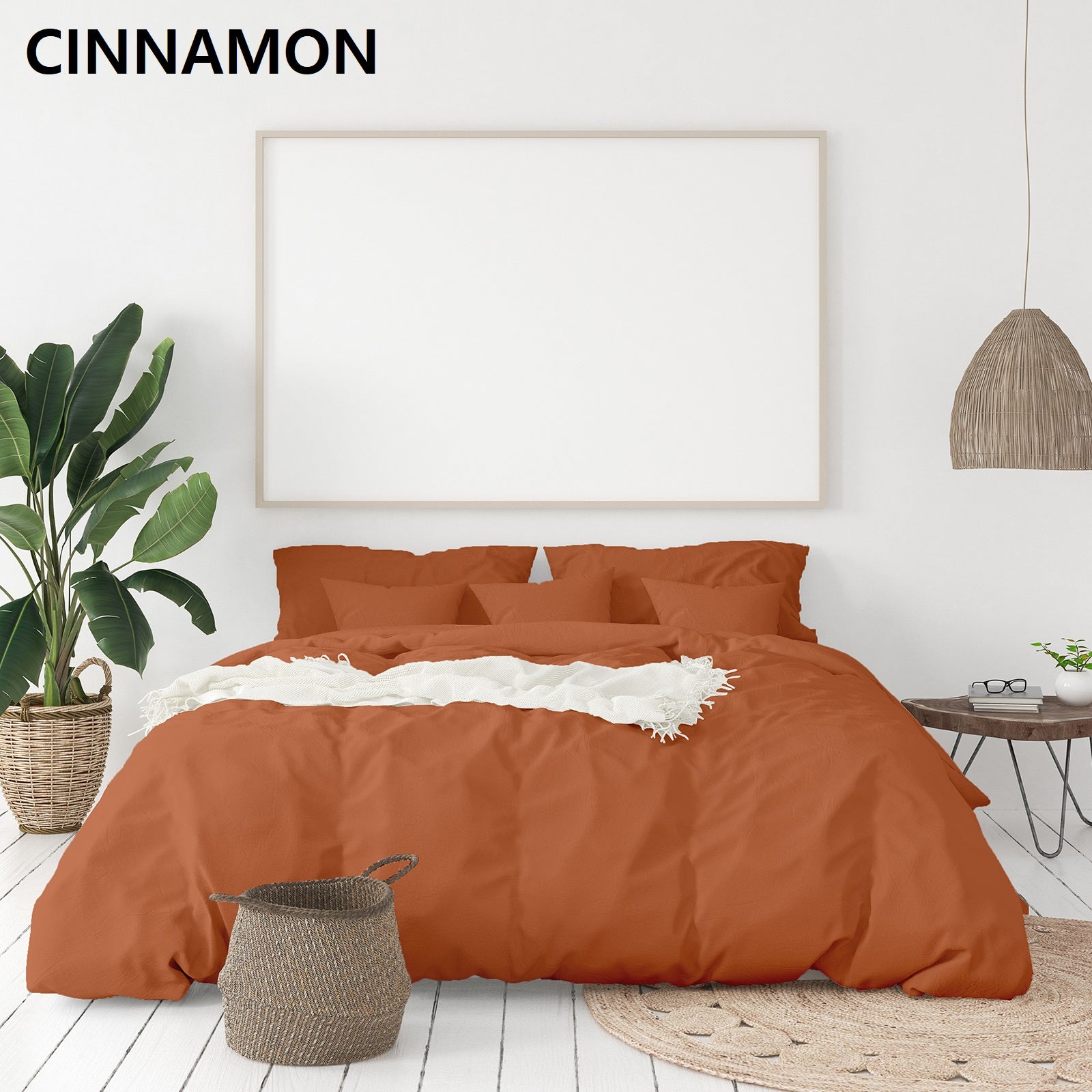 Royal Comfort 1000 Thread Count Bamboo Cotton Sheet and Quilt Cover Complete Set / Queen - Cinnamon