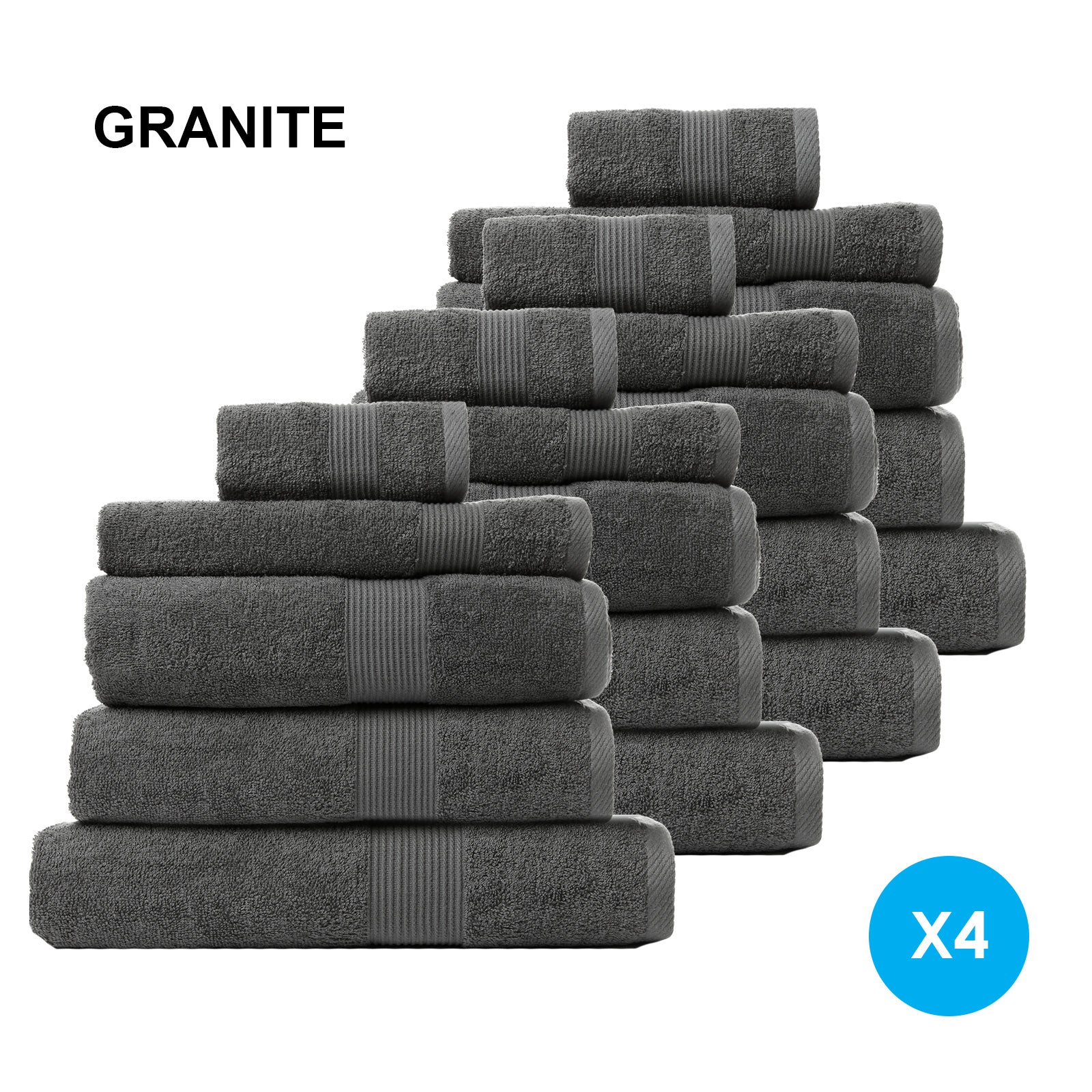 Royal Comfort Cotton Bamboo Towel Bundle Set 450GSM Luxurious Absorbent / 20 Piece - Granite