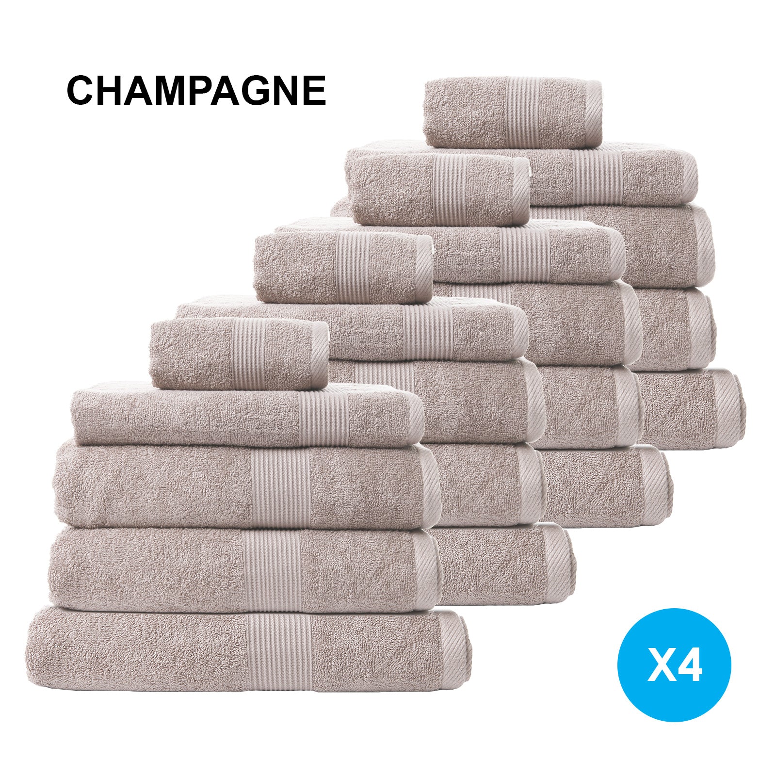Royal Comfort Cotton Bamboo Towel Bundle Set 450GSM Luxurious Absorbent / 20 Piece - Champagne
