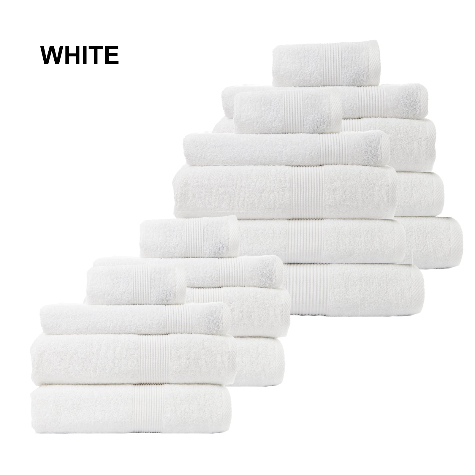 Royal Comfort Cotton Bamboo Towel Bundle Set 450GSM Luxurious Absorbent / 18 Piece - White