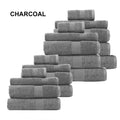 Royal Comfort Cotton Bamboo Towel Bundle Set 450GSM Luxurious Absorbent / 18 Piece - Charcoal