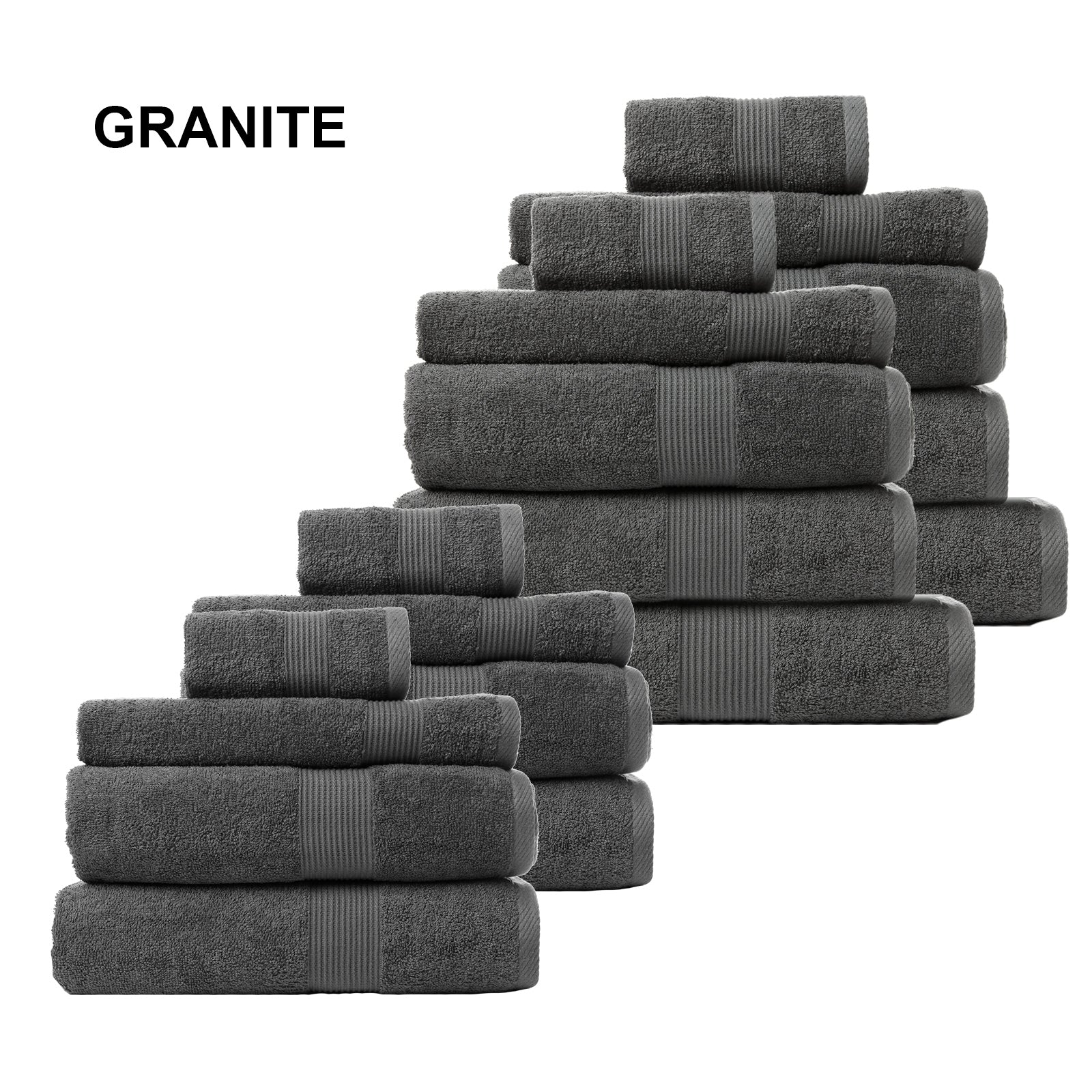 Royal Comfort Cotton Bamboo Towel Bundle Set 450GSM Luxurious Absorbent / 18 Piece - Granite