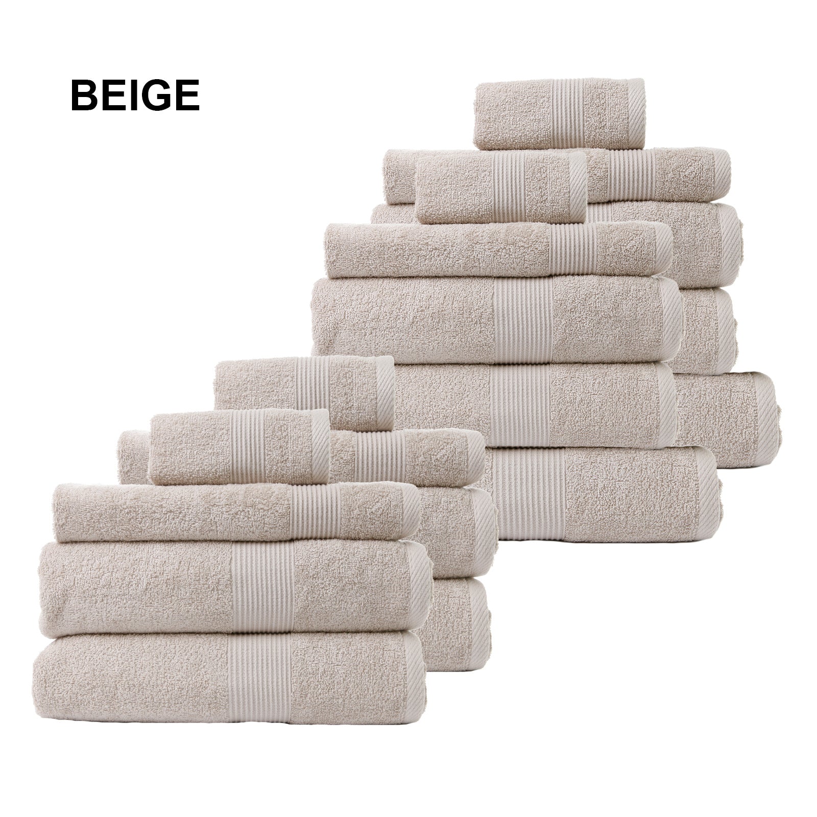 Royal Comfort Cotton Bamboo Towel Bundle Set 450GSM Luxurious Absorbent / 18 Piece - Beige