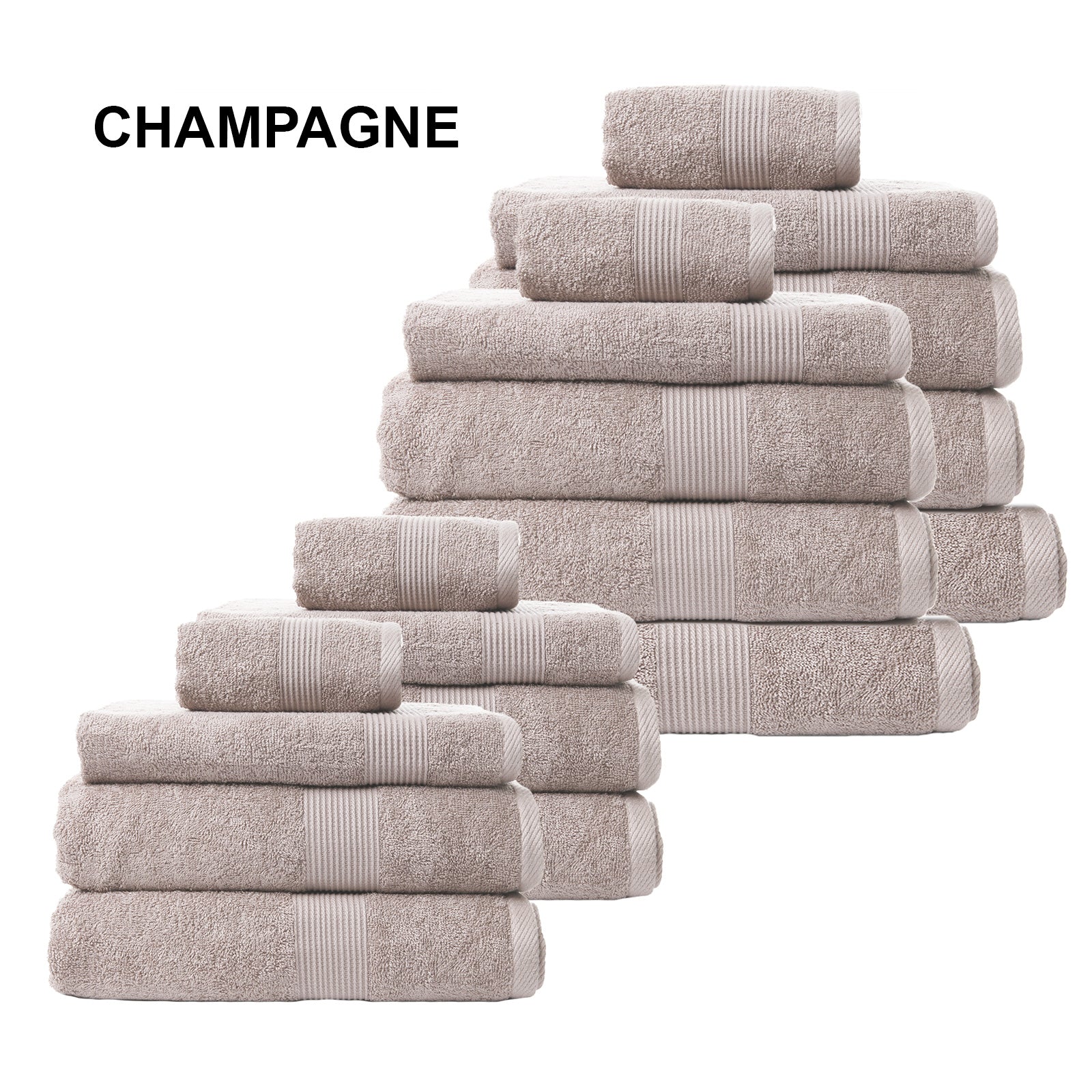 Royal Comfort Cotton Bamboo Towel Bundle Set 450GSM Luxurious Absorbent / 18 Piece - Champagne