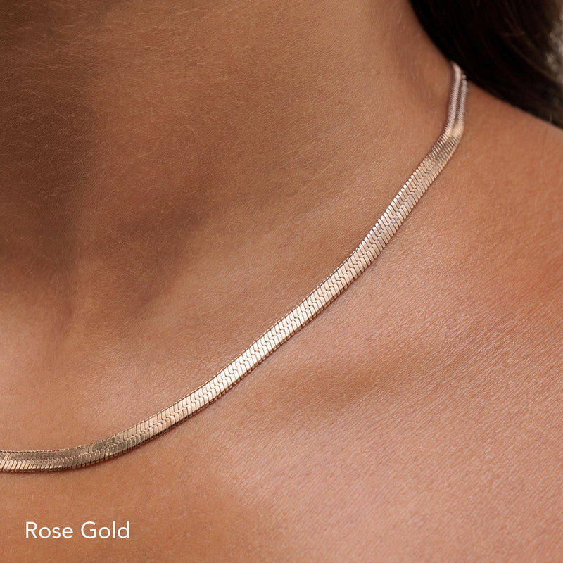 "Kauai" Herringbone Choker - Rose Gold Colour