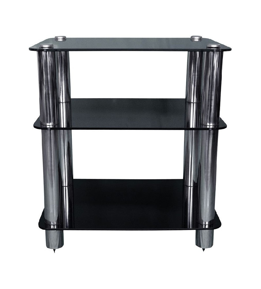 Silcron Steelseries 3 Shelf Hi-Fi Rack - Black Glass