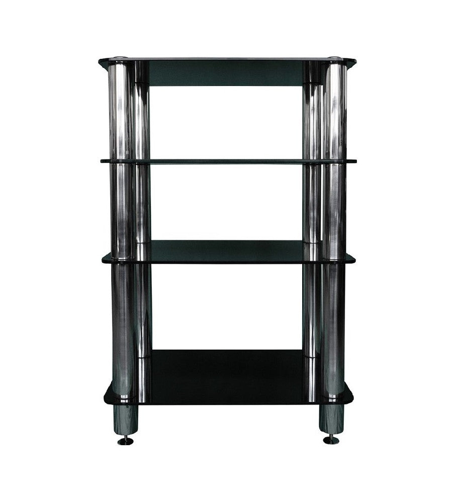 Silcron Steelseries 4 Shelf Hi-Fi Rack - Black Glass